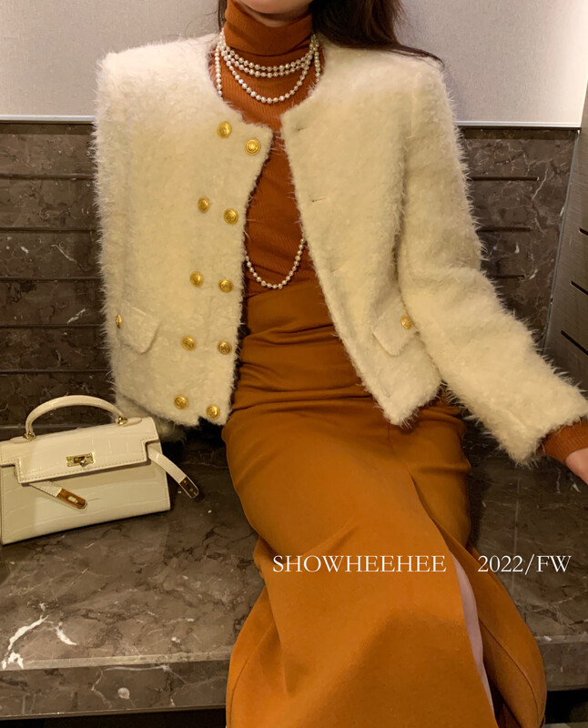 【Show Xixi】French temperament ladies double-breasted thickened Tuscan wool short coat YS1-393# JHY