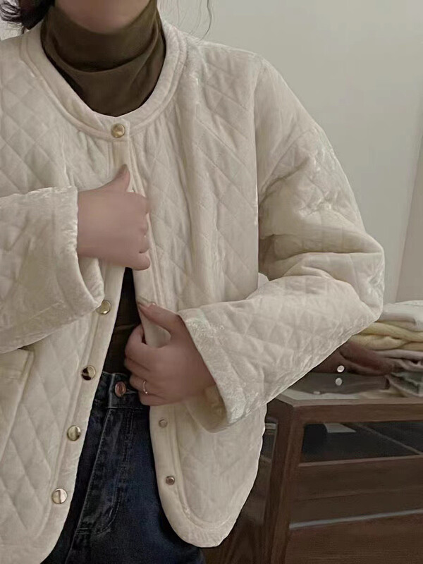 【RS】Gold Velvet Small Fragrance Lingge Thermal Padded Jacket KL8088# FHX