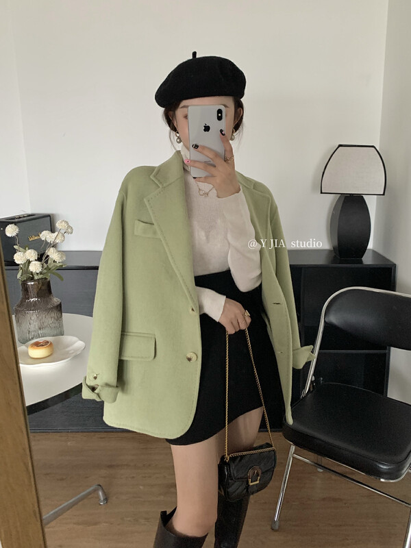 [Y.JIA Yijia] Temperament Korean style casual niche wool coat coat wool coat coat 55011