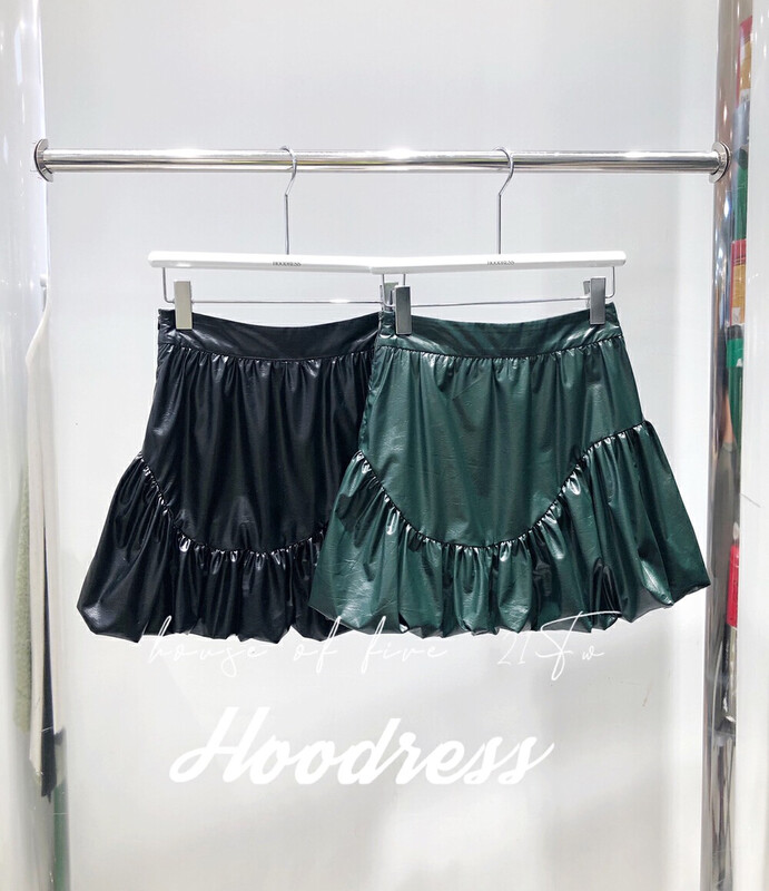[Fire HOODRESS] niche split design puffy leather skirt J21695# JHY