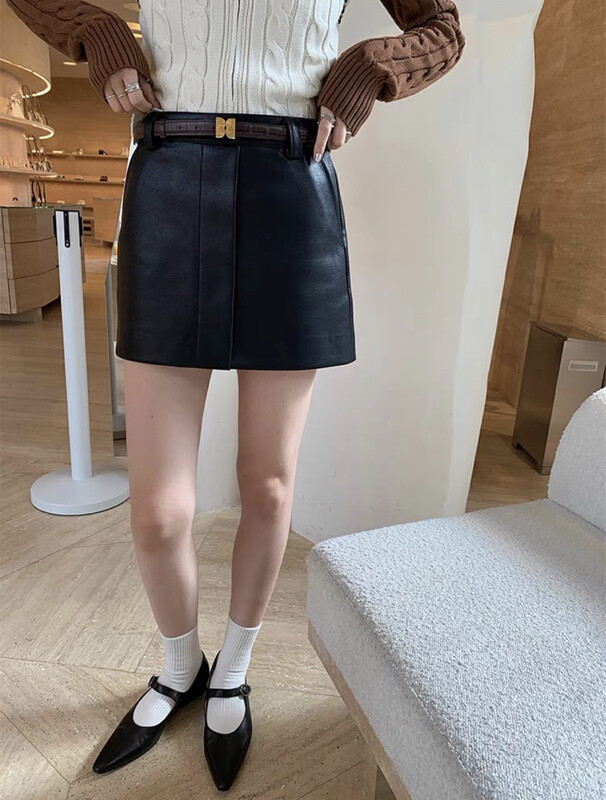[Y.JIA Ijia] Korean version of the temperament design sense A-line high waist slim skirt YS1-6217# FHX