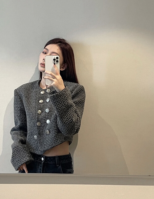 【SAVAGE】French retro small fragrance tweed double row design loose short coat S1206# WPL