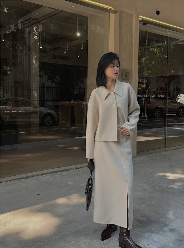 New in winter! [SOUL] Korean style simple slit design skirt (including 100% wool) 2783# CLS