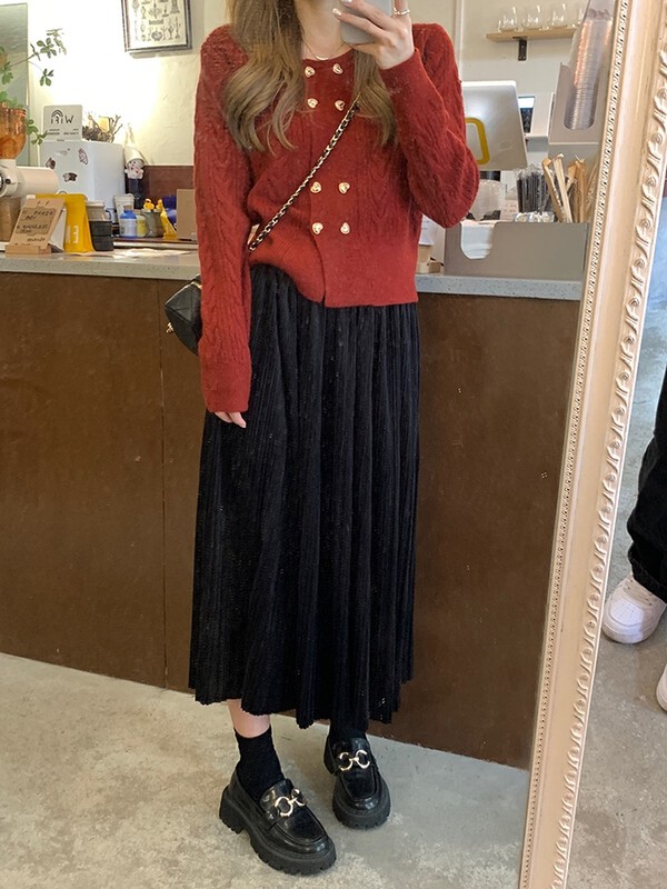 [Yi Kaoru] Versatile loose, drapey, pleated corduroy skirt 0434# HYY