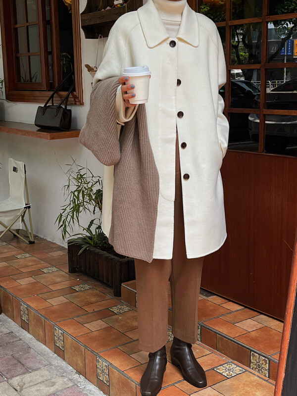 【EVER TRUE】Women's 2022 Winter New Korean Style Long Sleeve Loose Small Outer Cashmere Coat (80% Wool) 11268# CLS