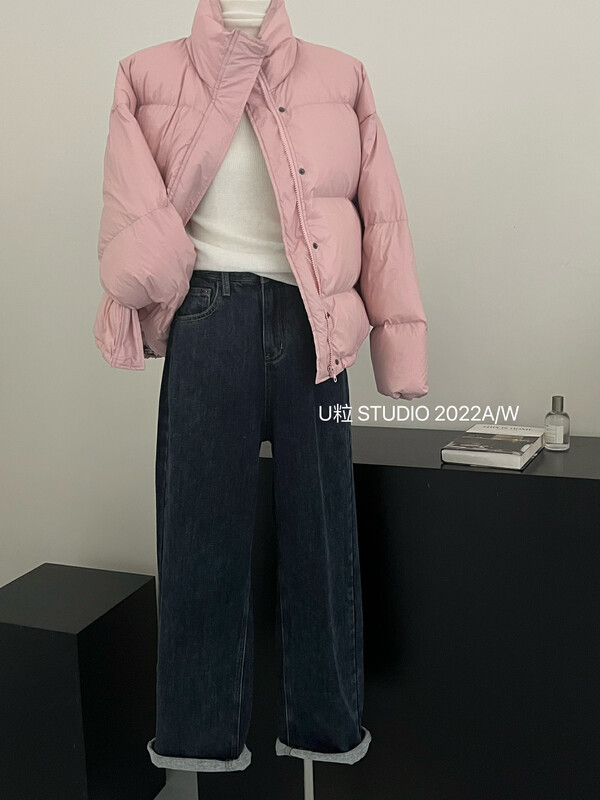 [U grain] Korean version of all-match straight brushed jeans 69123