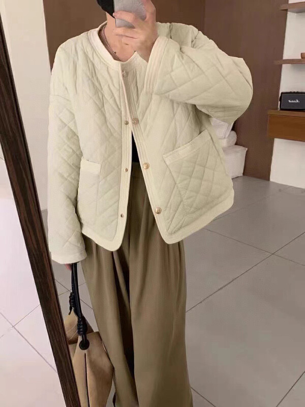 【RS】Lingge round neck comfortable warm padded jacket KL8099# FHX