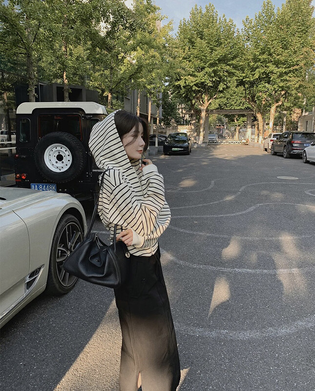 【Y.JIA Yijia】Designed casual sports hooded bottoming zipper sweater jacket sweater YS1-2367# FHX
