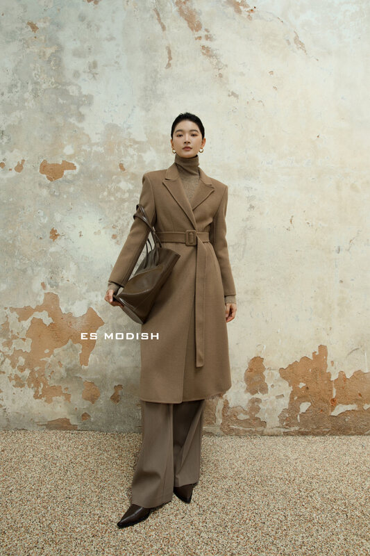 【ES MODISH】European and American style high-quality double-sided woolen coat (with belt) (including 100% wool) JK2053A# CQW