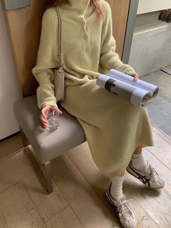 Live ⑧!【Y.JIA Yijia】Casual Loose Versatile Standing Collar Long Sweater Dress YS1-831