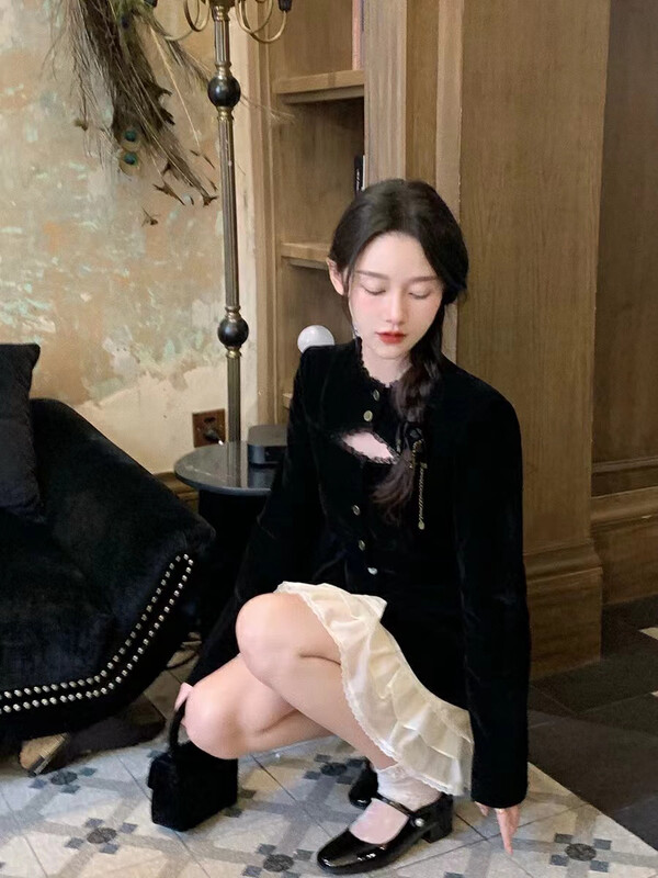 New in winter! [ARE STUDIO] Design elastic waist lace stitching skirt 92283# OZQ
