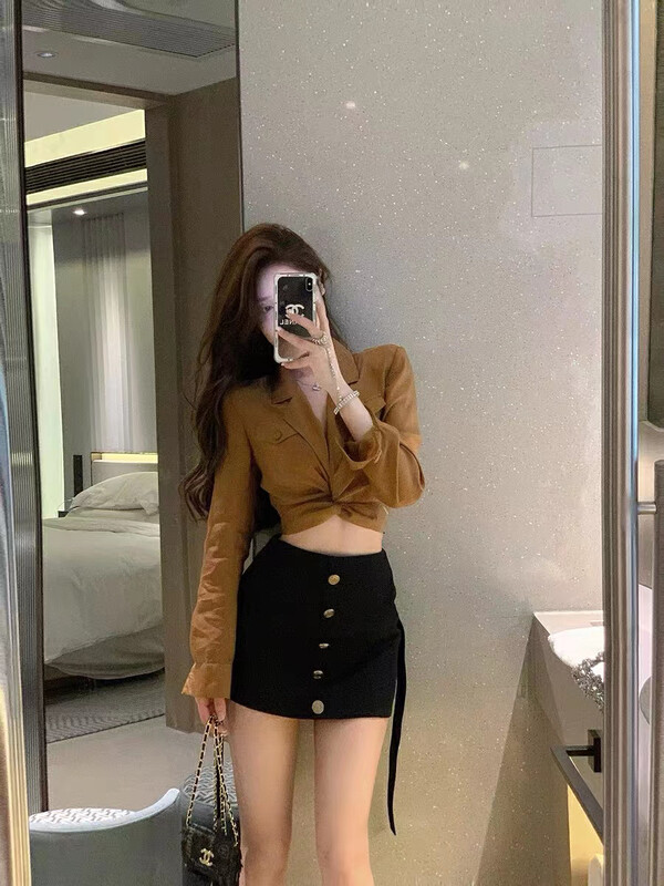 Autumn is new!【ARE STUDIO】All-match high-waisted breasted slim skirt 91990# OZQ