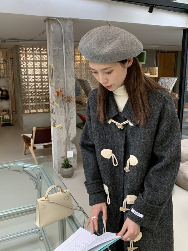 [Y.JIA Yijia] Simple horn button design all-match wool coat 55037