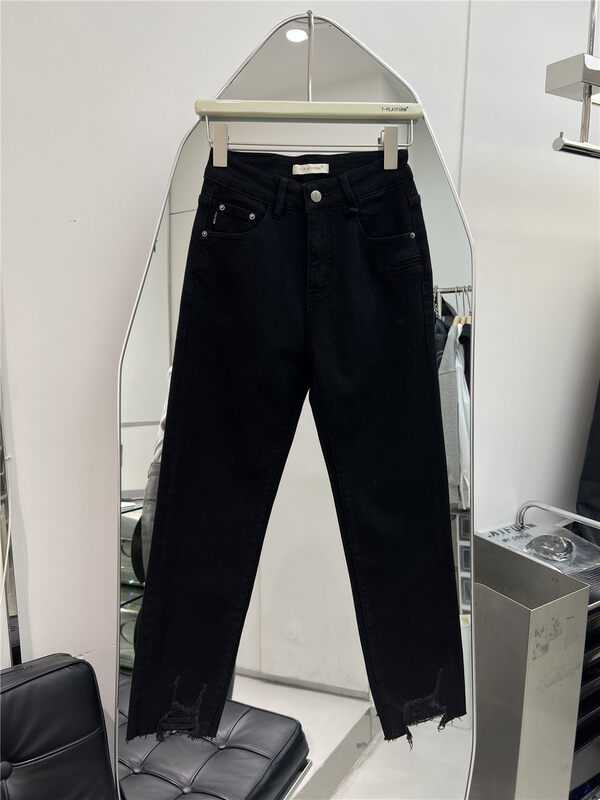 【T-PLATFORM】Korean style straight-leg casual slimming fleece jeans V8986# CQW