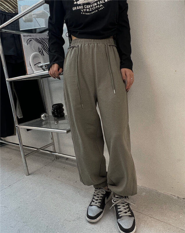 【T-PLATFORM】純色鬆緊腰束腳百搭休閒褲(配腰帶)  2950#  CQW