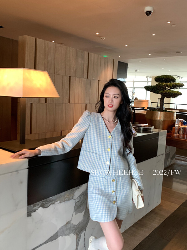 【Xiu Xixi】French lady style thickened short coat + small fragrant style skirt suit 362# JHY
