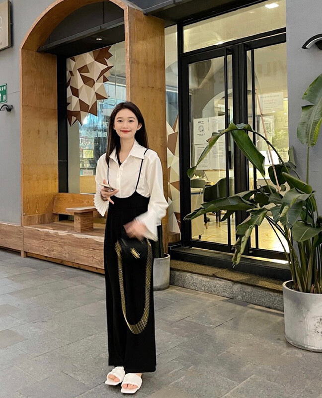 【Y.JIA Ijia】Korean shirt straight suspenders suit YS1-6052