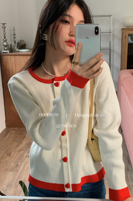 【Fire HOODRESS】 Korean custom fleece love button casual warm sweater 220262# JHY