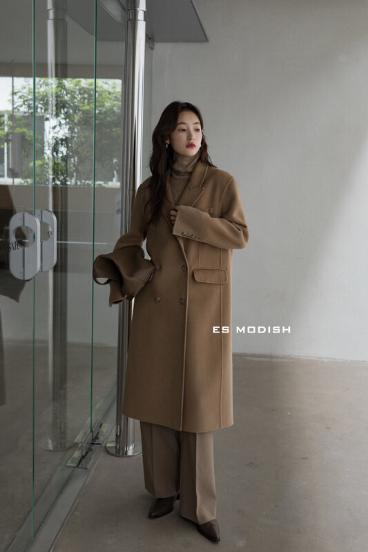 New in winter! [ES MODISH] temperament all-match comfortable coat (including 100% wool) JK2051A# CQW
