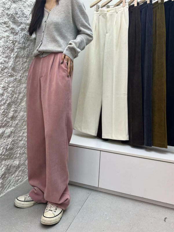 Original price 98.99! [T-PLATFORM] Textured corduroy elastic waist casual pants 3038# CQW