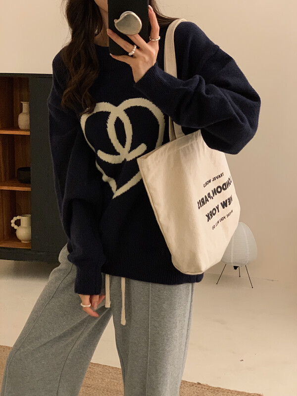 【Y.JIA Ijia】Korean Style Versatile Round Collar Lazy Casual Sweater 756