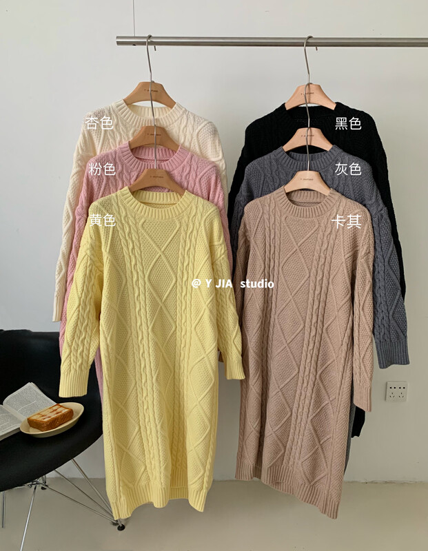 【Y.JIA】Korean style casual loose all-match long round neck dress 820