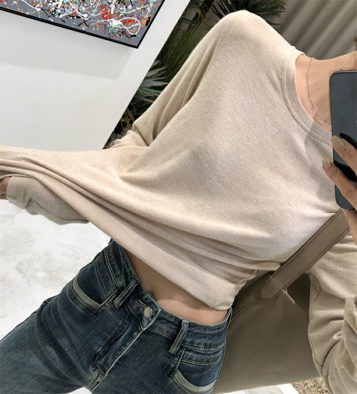 [Y.JIA Yijia] Simple and casual all-match solid color long-sleeved T-shirt YS1-8627