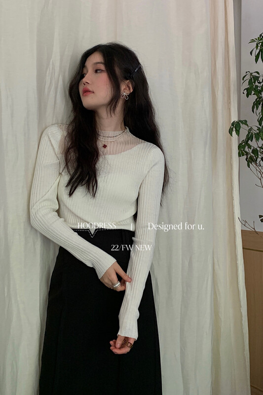 [Fire HOODRESS] Design semi-permeable stitching bottoming warm sweater 220609# JHY