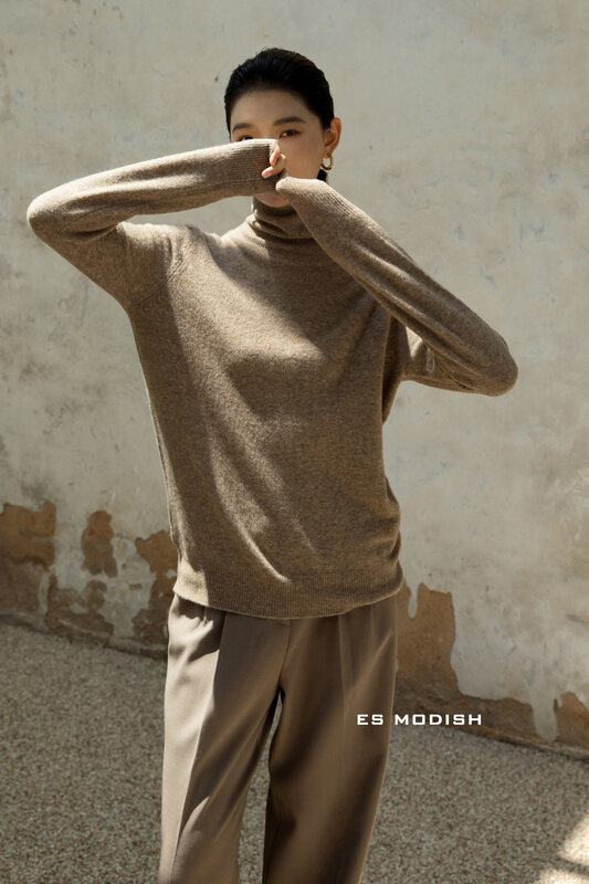 【ES MODISH】Solid color slim turtleneck warm sweater (including 35% alpaca, 30% wool) BL1918# CQW