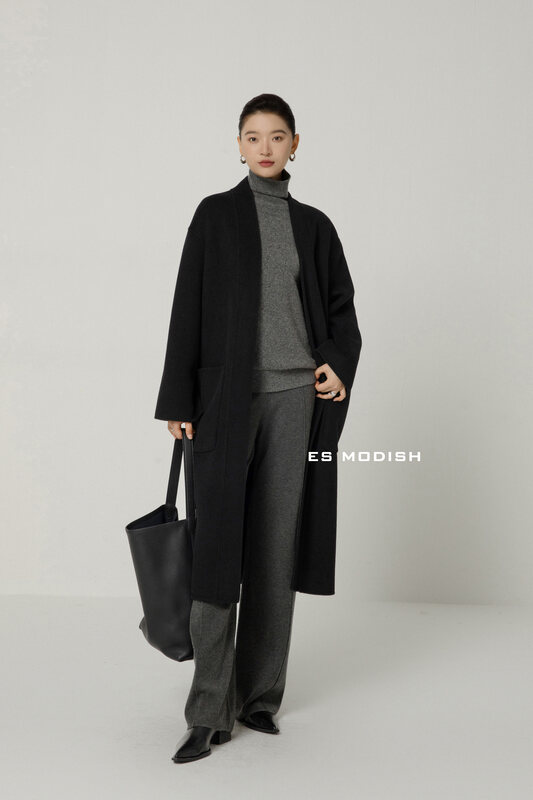 New in winter!【ES MODISH】Australian wool double-sided woolen long coat (with belt) in bathrobe (including 100% wool) JK2010A# CQW