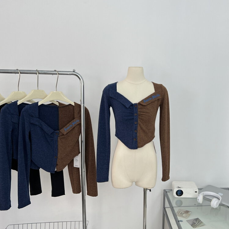 [Yi Kaoru] Retro contrast color stitching sweet and spicy sweater 0440# HYY
