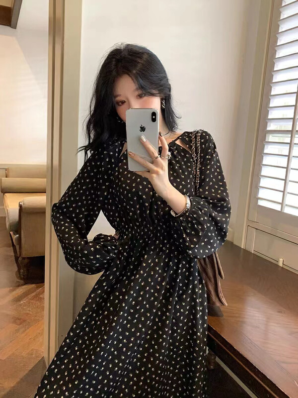 New in autumn!【ARE STUDIO】French temperament floral waist dress 92209# OZQ