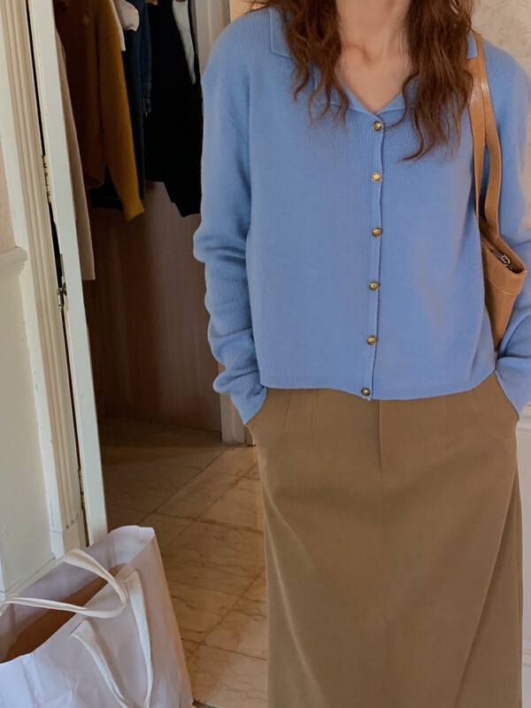 【EVER TRUE】Korean Slim Fit Lapel Versatile Knit Cardigan 65016# CLS