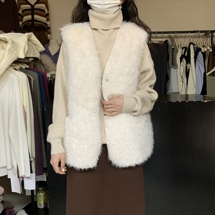 【U grain】Korean generation's new style fur coat vest 1086# FHX