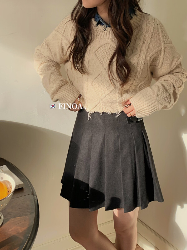 [FINOA] girlish temperament thin solid color shorts pleated skirt 10889