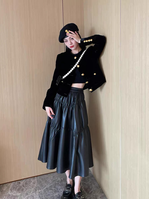 【SAVAGE】Stylish and versatile high-waist elastic waist skirt S1266# WPL