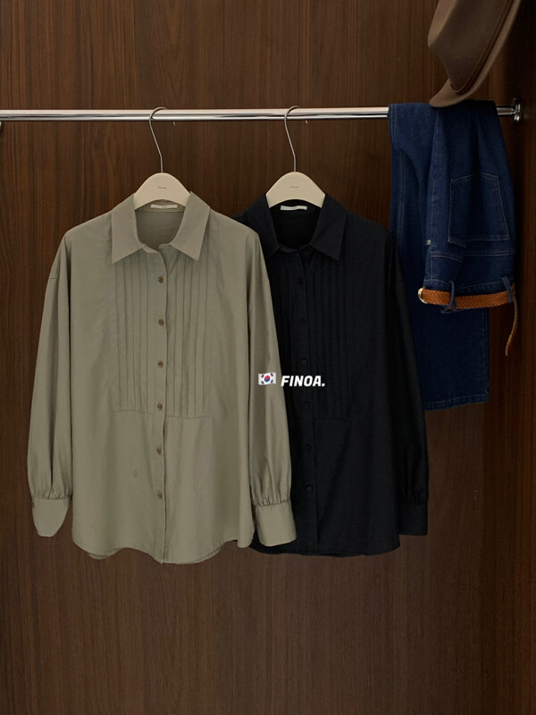 Original price 98.99! [FINOA] Simple Korean style loose and atmospheric design shirt 10770# JHY