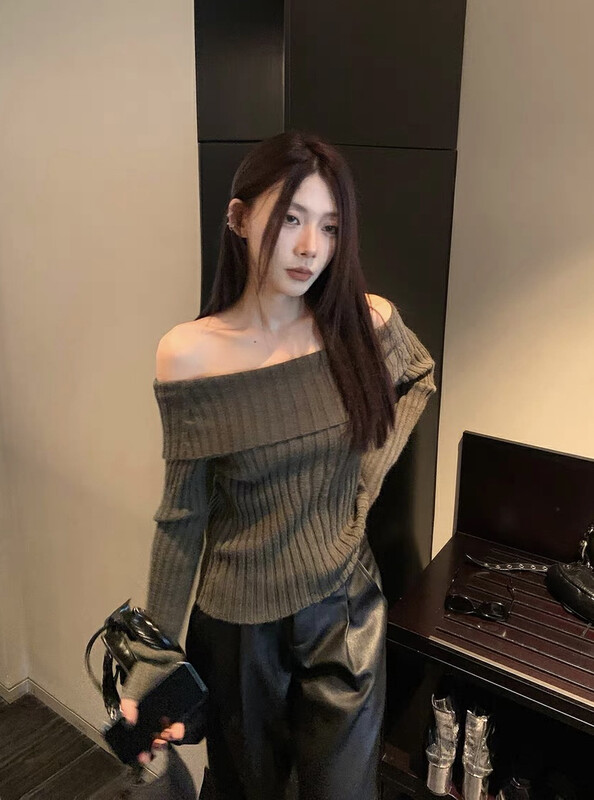 【SAVAGE】One-shoulder slim fit warm sweater S1258# WPL