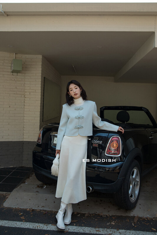 New in winter! [ES MODISH] Guofeng buckle collarless small fragrance wool coat (including 100% Australian wool) JK2004A# CQW