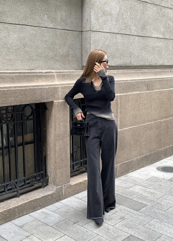 【SAVAGE】New distressed vintage V-neck knitted sweater S1285# WPL