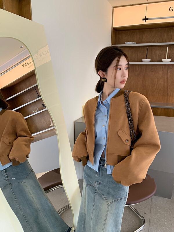 【Y.JIA Yijia】Korean style thin and versatile baseball short jacket YS1-6213# FHX