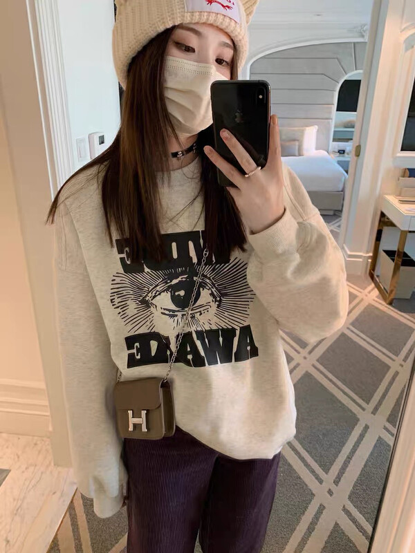 【SAVAGE】Korean all-match round neck letter print loose sweater S1236# WPL