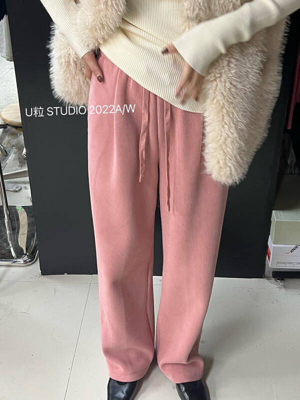 【U grain】High waist drawstring all-match thick casual pants 9053# FHX
