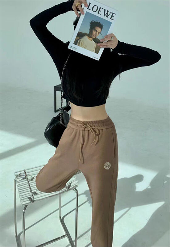 【TAN】Elastic Waist Loose Casual Pants A6614# JJ