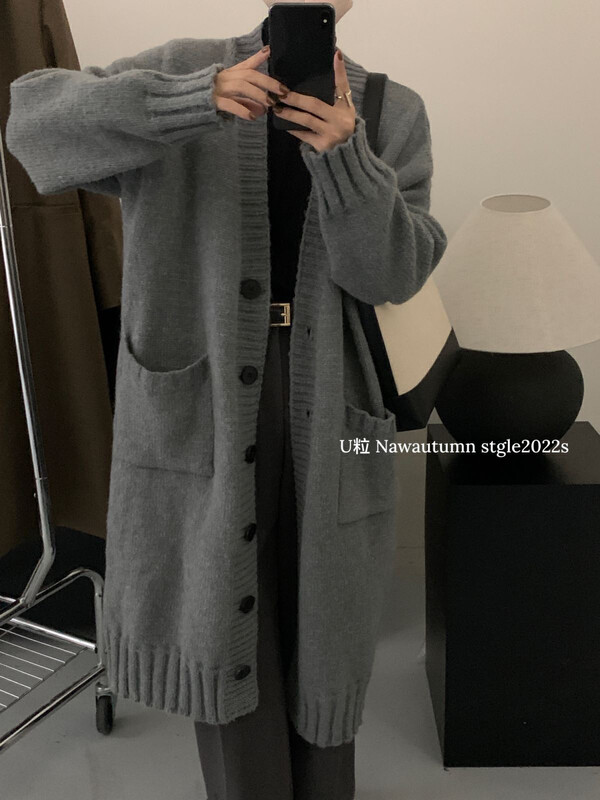 [U grain] temperament warm large pocket long sweater 3342