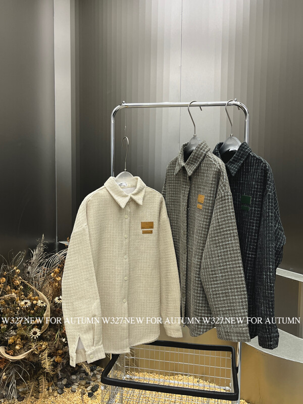 【W327.】Korean version custom plaid composite fleece shirt (jacket) 93236# CQW