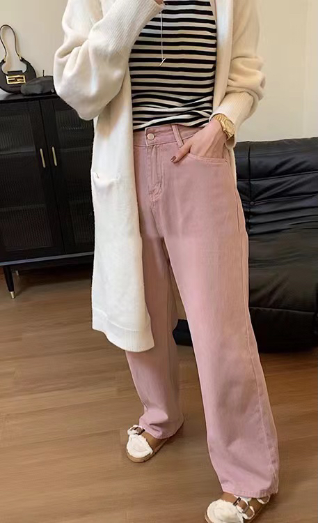【ARE STUDIO】Korean Casual High Waist Straight Jeans 92355# OZQ