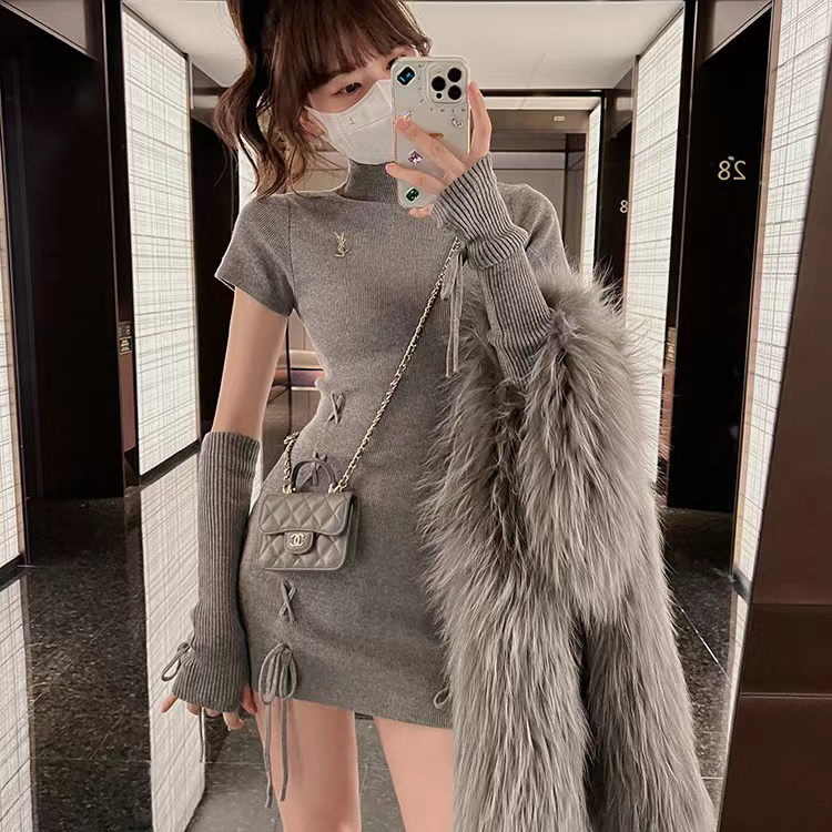 【ARE STUDIO】Hot Girl Style Slim Fit Knit Dress (with Sleeves) 92275# OZQ