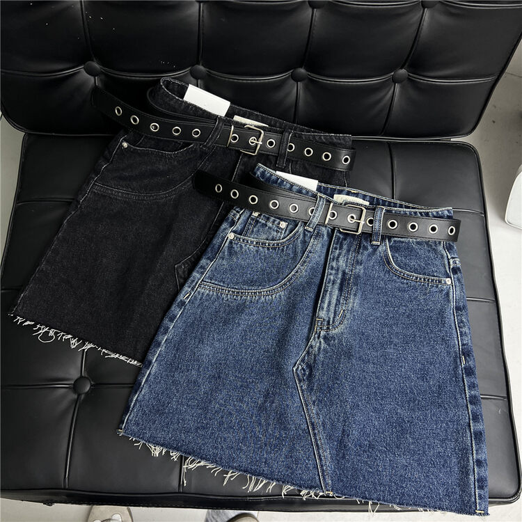 【T-PLATFORM】Korean style casual slim denim skirt (with belt) V8868# CQW