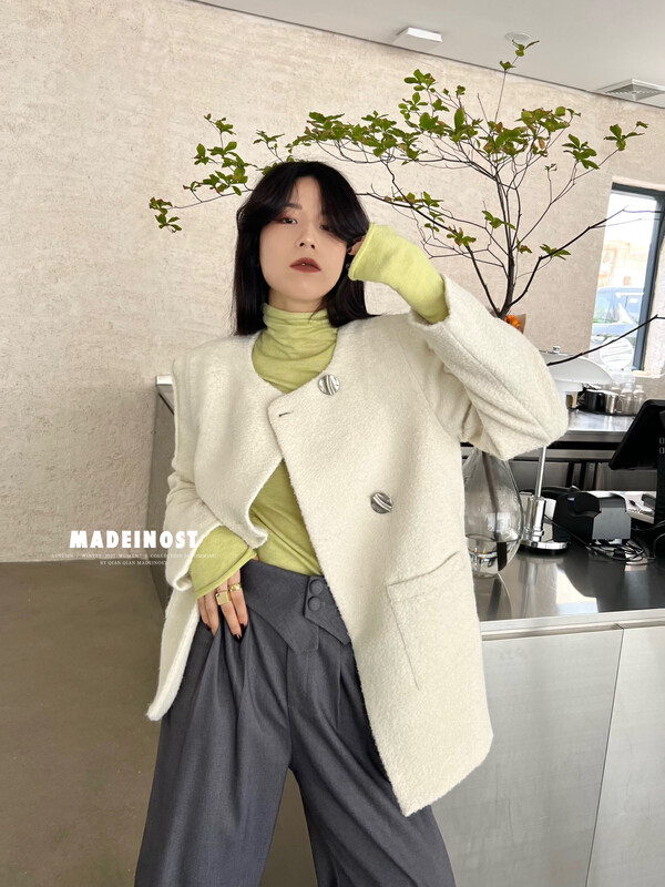 [Osha MADEINOST] Winter new right-angle shoulder thickened circle wool coat containing 20 wool 87296